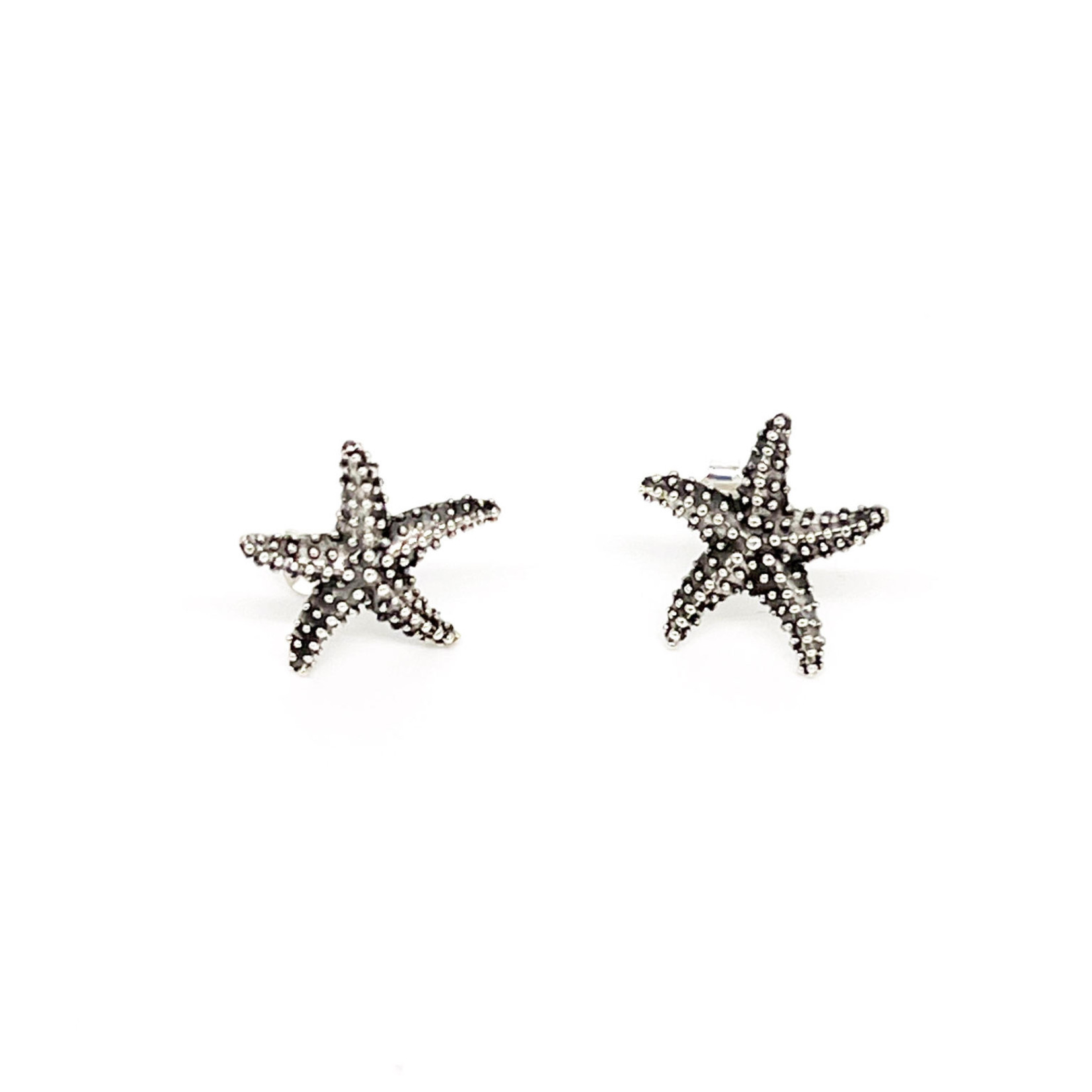 SE368 Sterling Silver Bumpy Starfish Stud Earrings