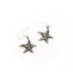 SE373 Sterling Silver Bumpy Starfish Dangle Earrings
