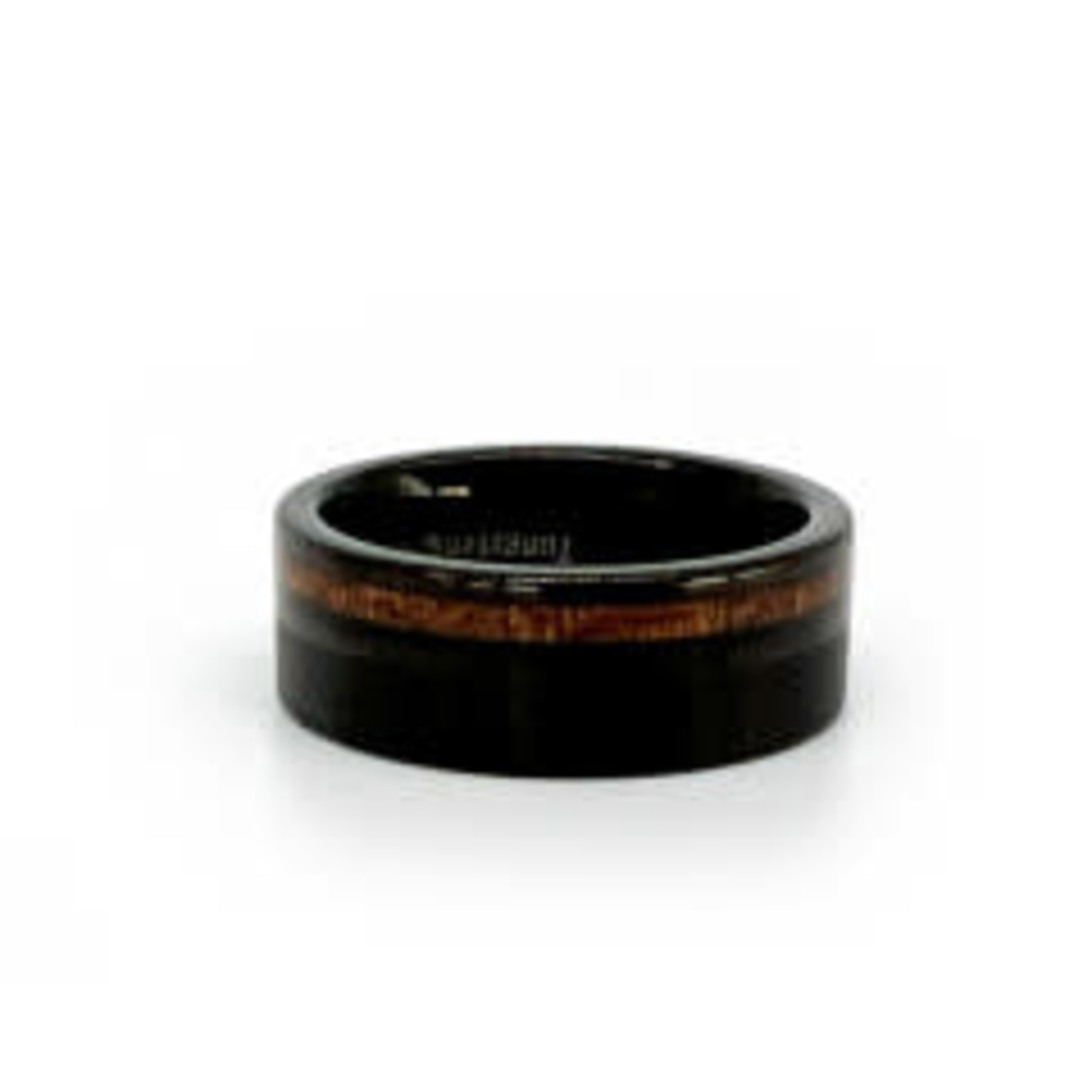 Men's 8mm Black Tungsten Ring with Hawaiian Koa Wood