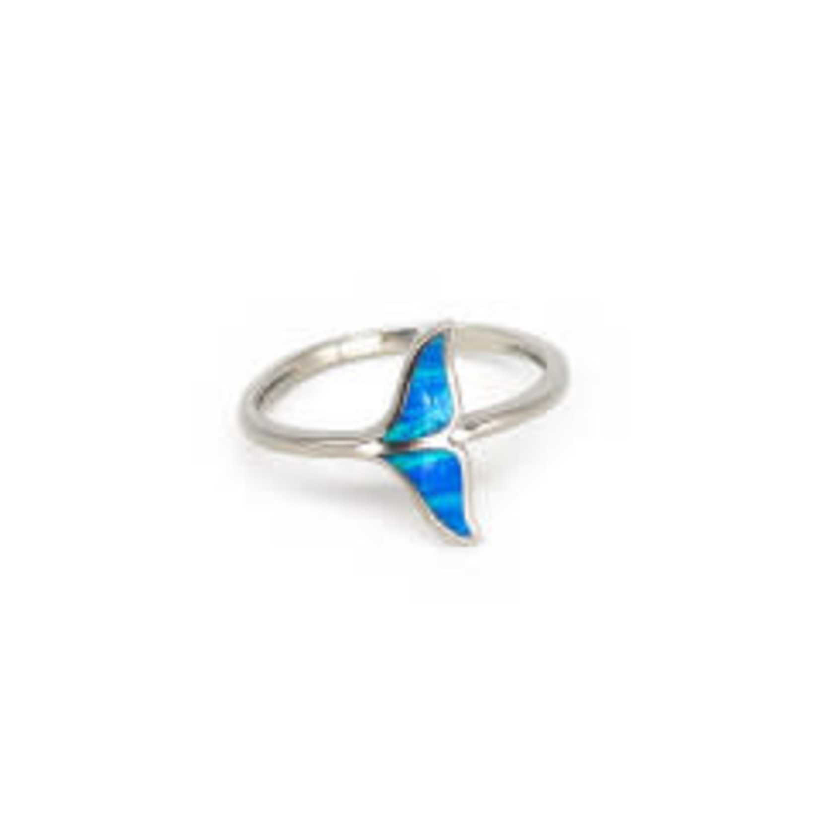 Sterling Silver Synthetic Opal Whale Tail Ring