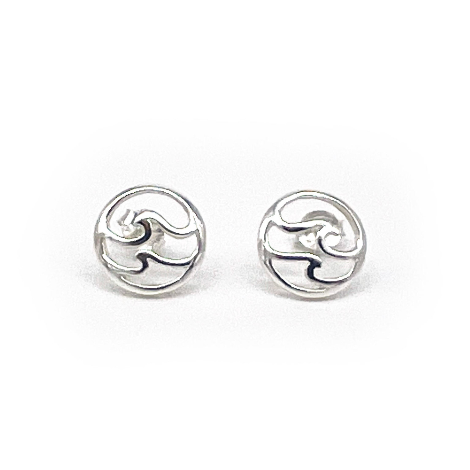 SE378 Sterling Silver Circle Wave Stud Earrings