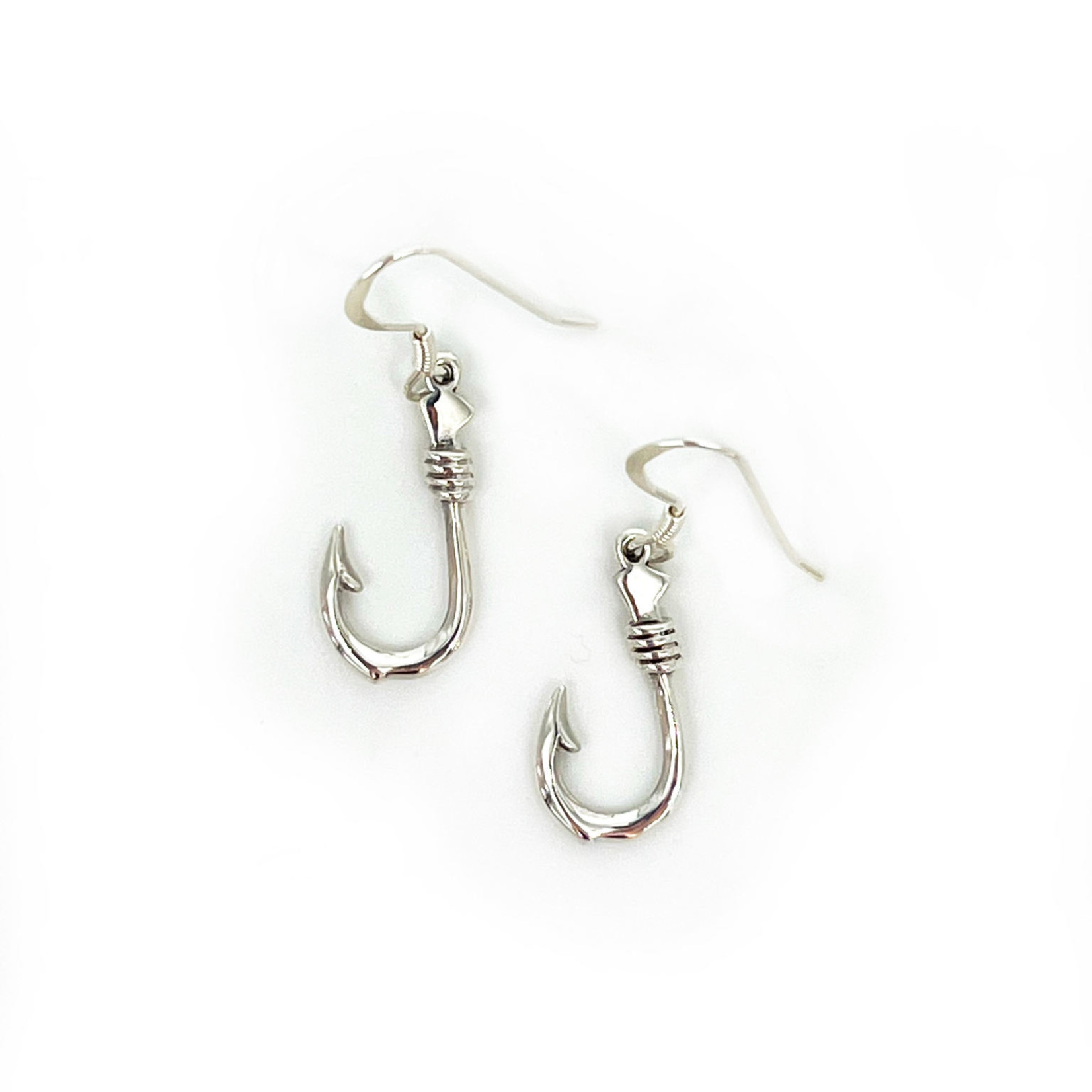 SE382 Sterling Silver Fish Hook Dangle Earrings