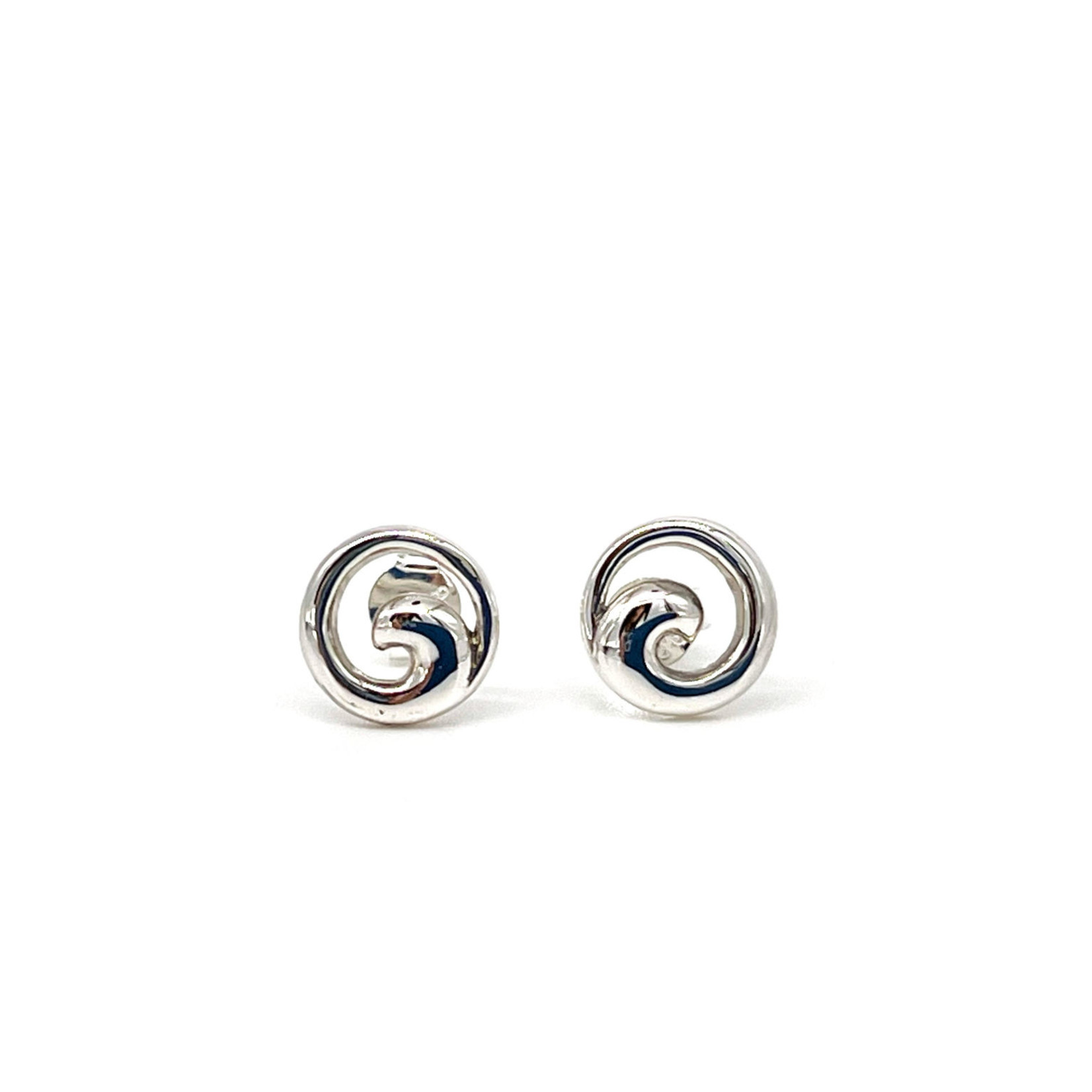 SE392 Sterling Silver Circle Wave Stud Earrings