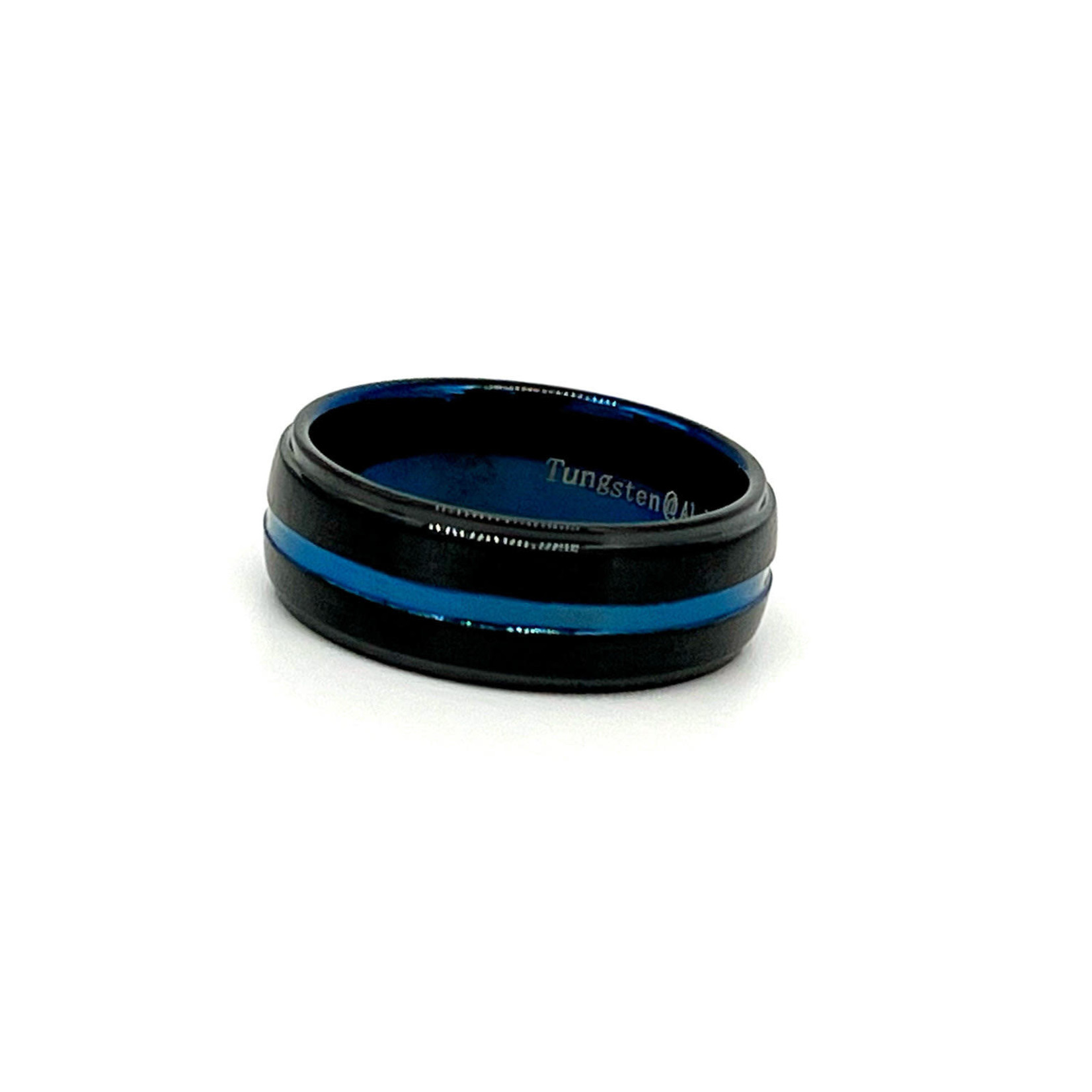 Men's 8mm Black Tungsten Synthetic Opal Ring