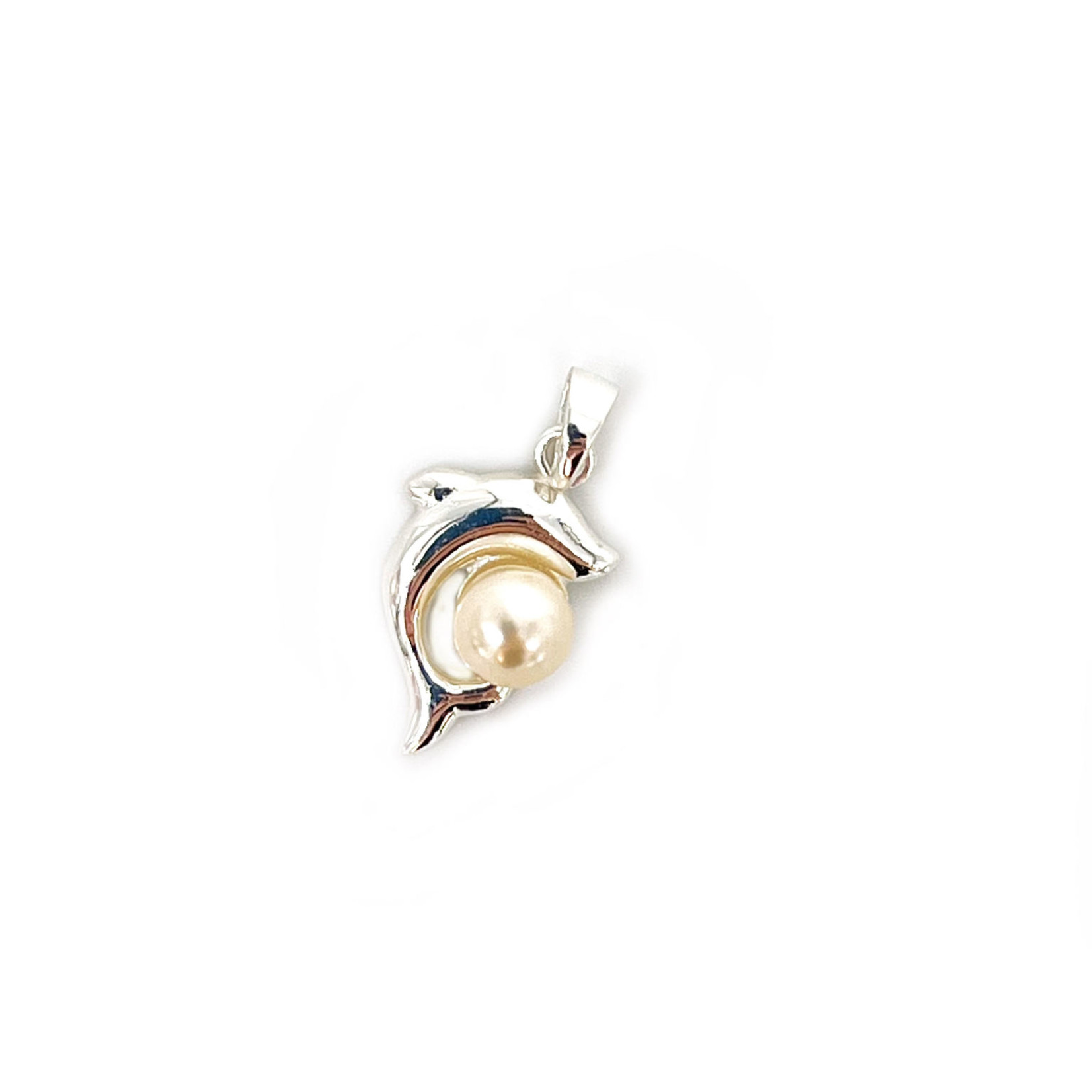 P285 Sterling Silver Dolphin & Pearl Pendant