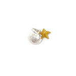 P286 Sterling Silver Two Tone Starfish and Shell Pendant