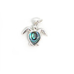 P287 Sterling Silver Paua Shell Turtle Pendant