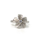 Sterling Silver Plumeria with CZ Spinner Ring