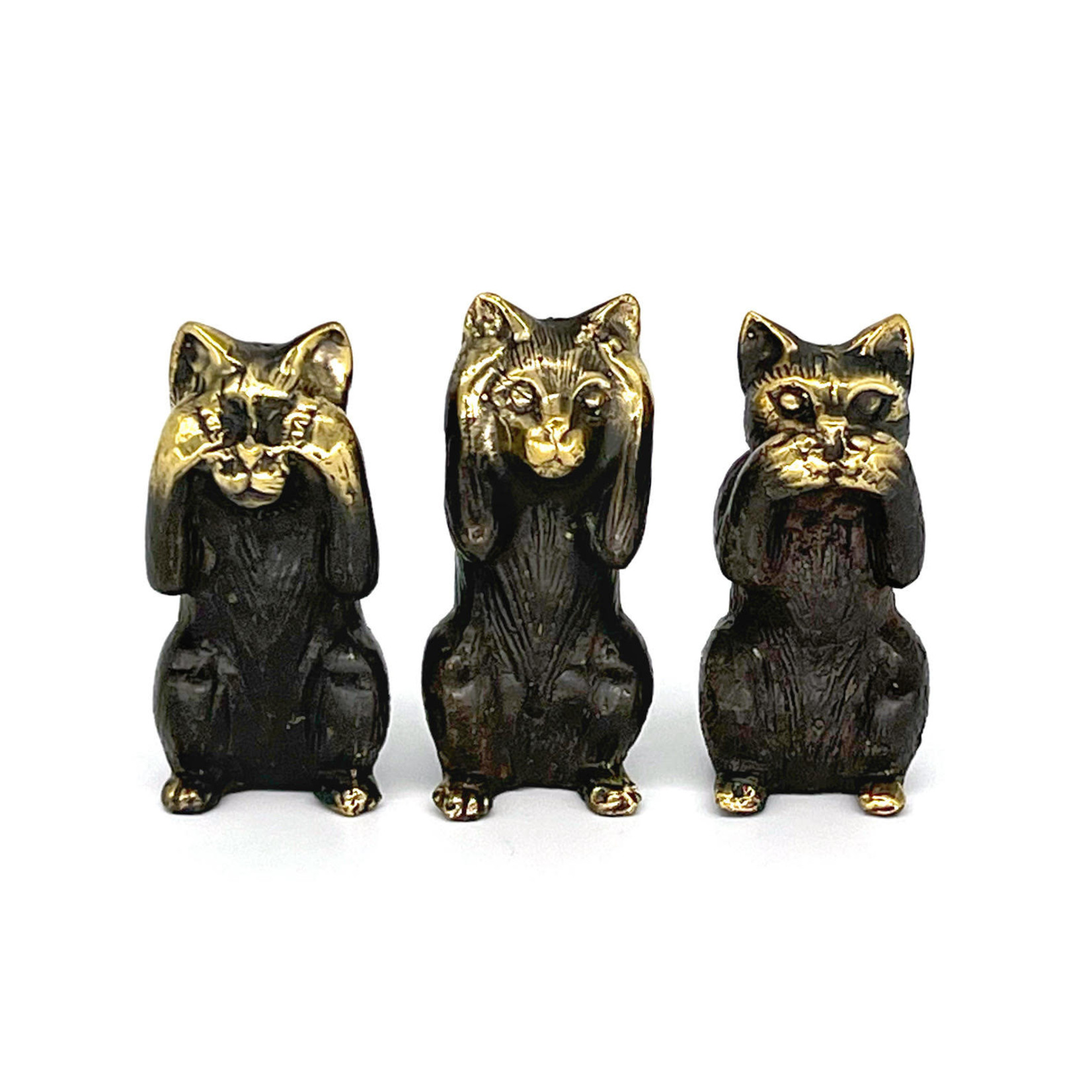 Bronze Cat 3 Piece Set: See No Evil, Hear No Evil, Speak No Evil