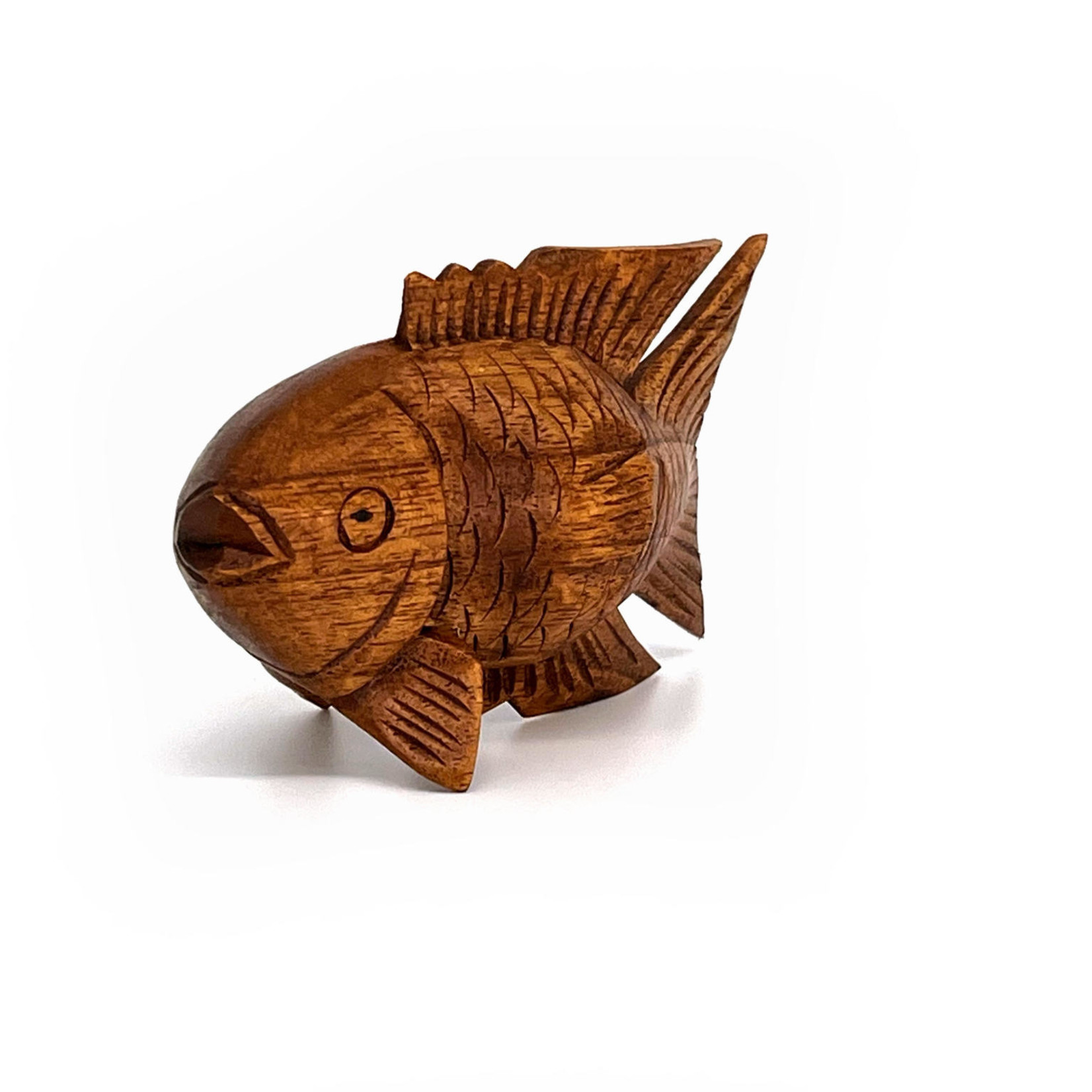 Hand Carved Monkeypod Koi Fish