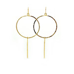 Lani 7G Gold Plated Hammered Earrings Circle Stick