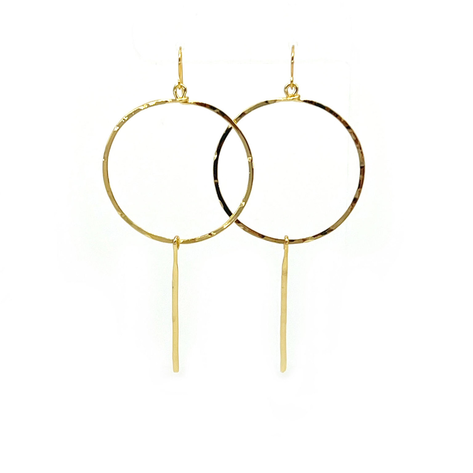 Lani  Gold  Plated Hammered Earrings Circle Stick 7G