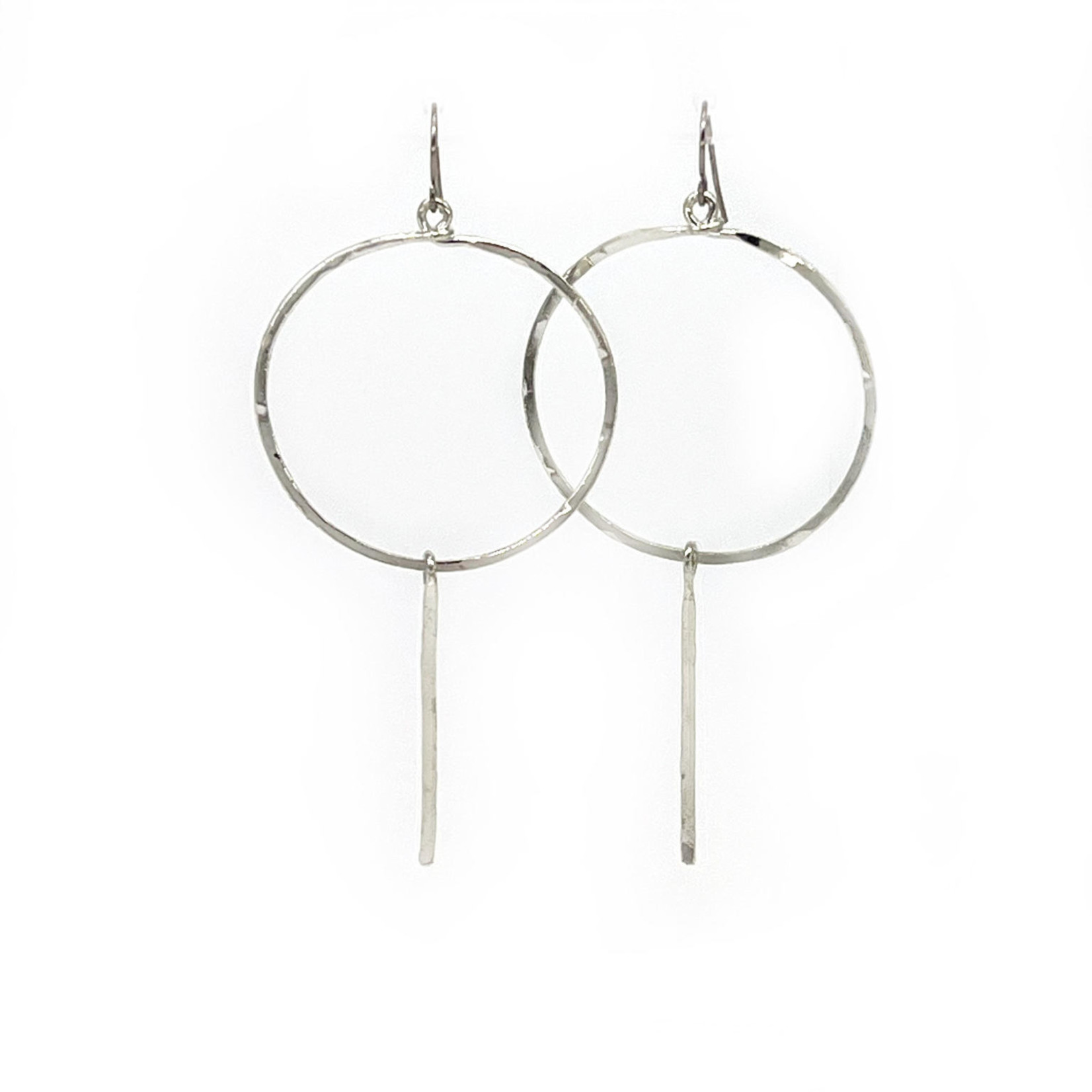 Lani  Silver  Plated Hammered Earrings Circle Stick 7S