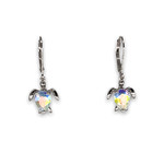 Sterling Silver Moonlight Topaz Turtle Lever Back Dangle Earrings