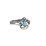 Sterling Silver Moonlight Topaz Raindrop and CZ Adjustable Ring