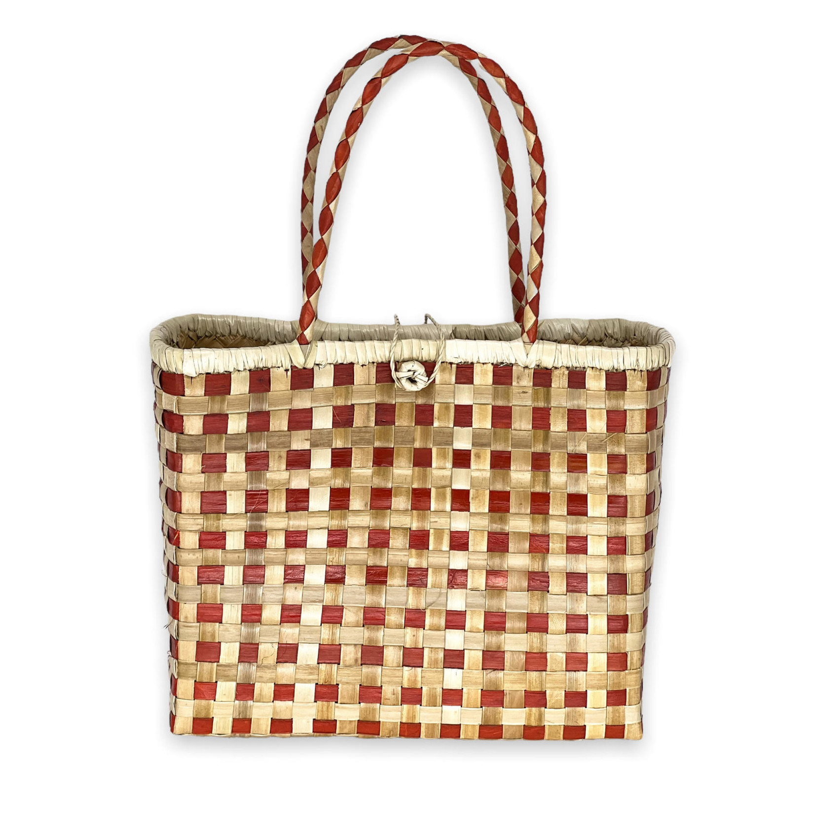 Two Tone Woven Lauhala Hula Bag Red Ginger *AVAILABLE IN 4 SIZES*