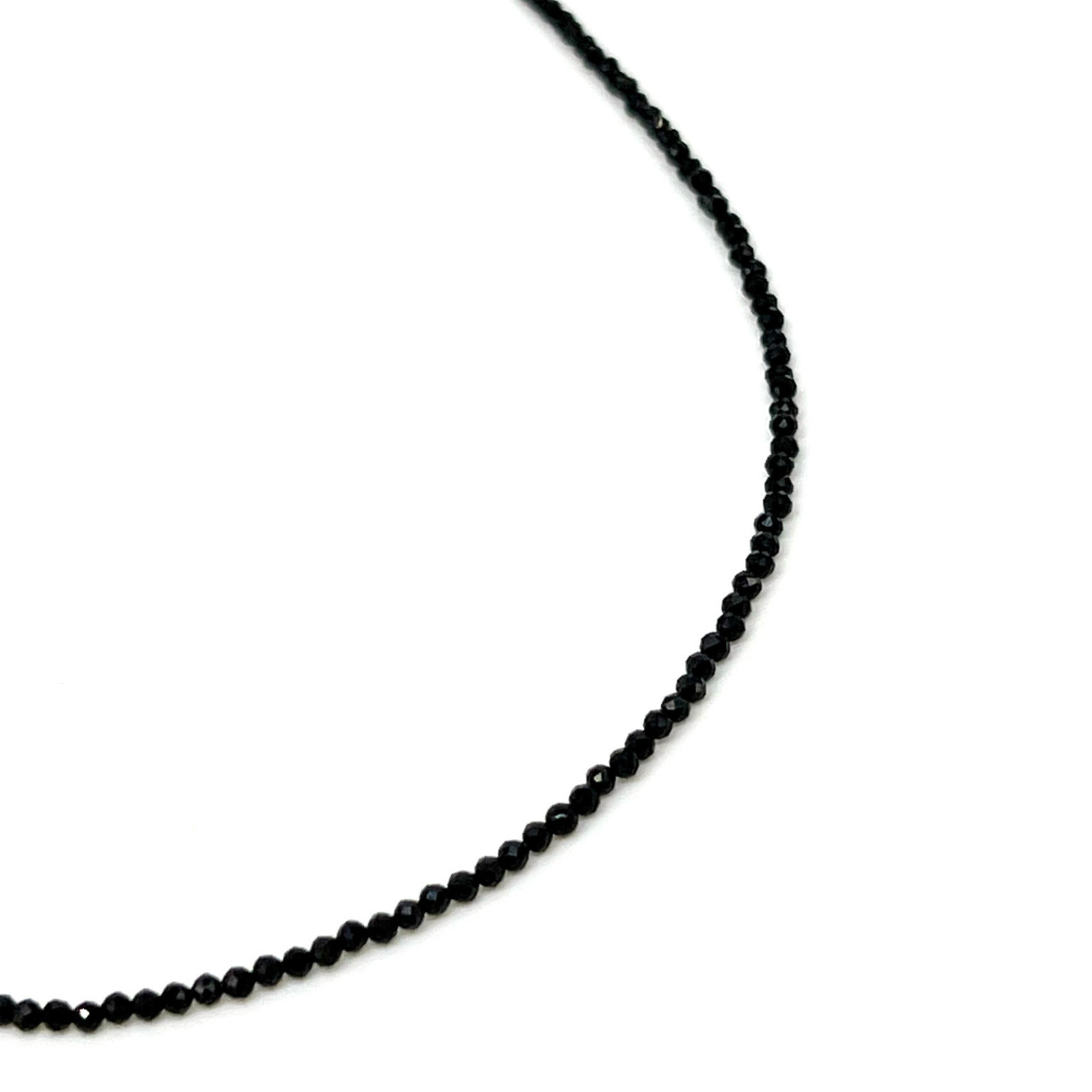 Black Spinel Adjustable 16-18" 2mm Gemstone Bead Necklace