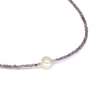 Amethyst White Pearl Adjustable 16-18" 2mm Gemstone Bead Necklace