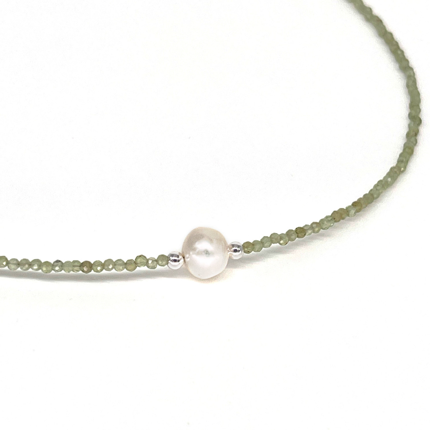 Prynite White Pearl Adjustable 16-18" 2mm Gemstone Bead Necklace