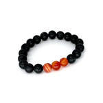 10mm Lava and Red Agate Stretch Bracelet