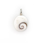 P291 Oval Eye of Shiva Shell Sterling Silver Pendant