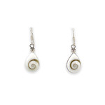 SE401 Raindrop Eye of Shiva Shell Sterling Silver Dangle Earrings Small