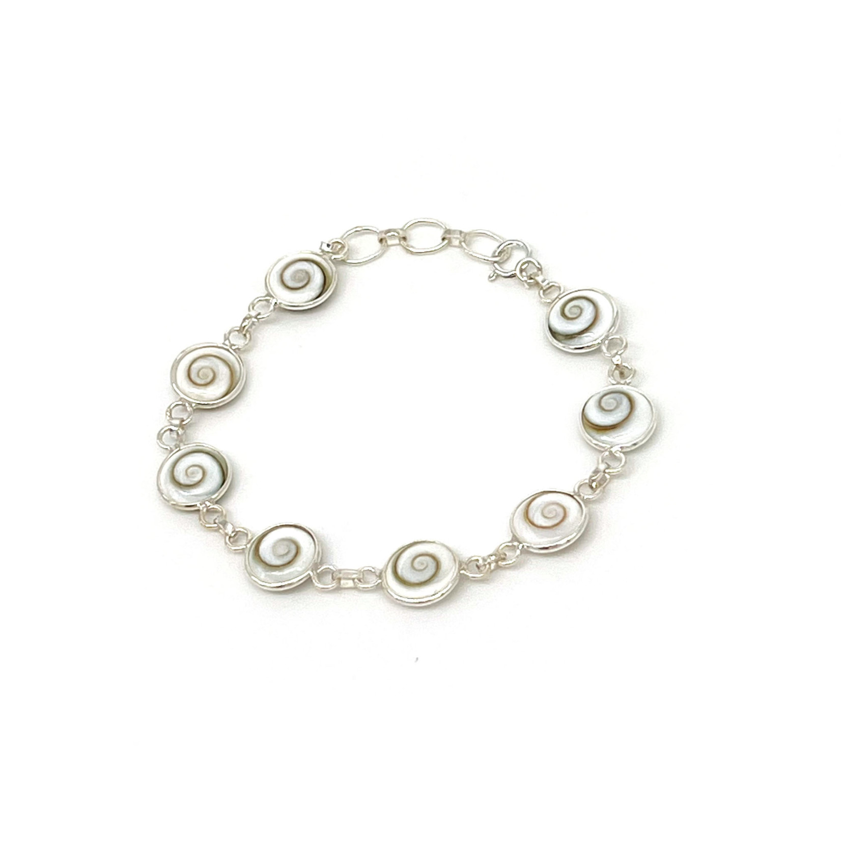 Eye of Shiva Shell Adjustable Length Sterling Silver Bracelet