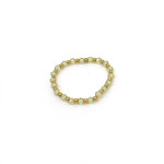 Peridot and Brass Bead  Stretchy Gemstone Ring