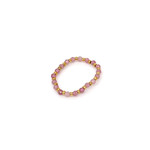 Pink Tourmaline and Brass Bead Stretchy Gemstone Ring