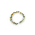 Green Amazonite and Brass Bead Stretchy Gemstone Ring