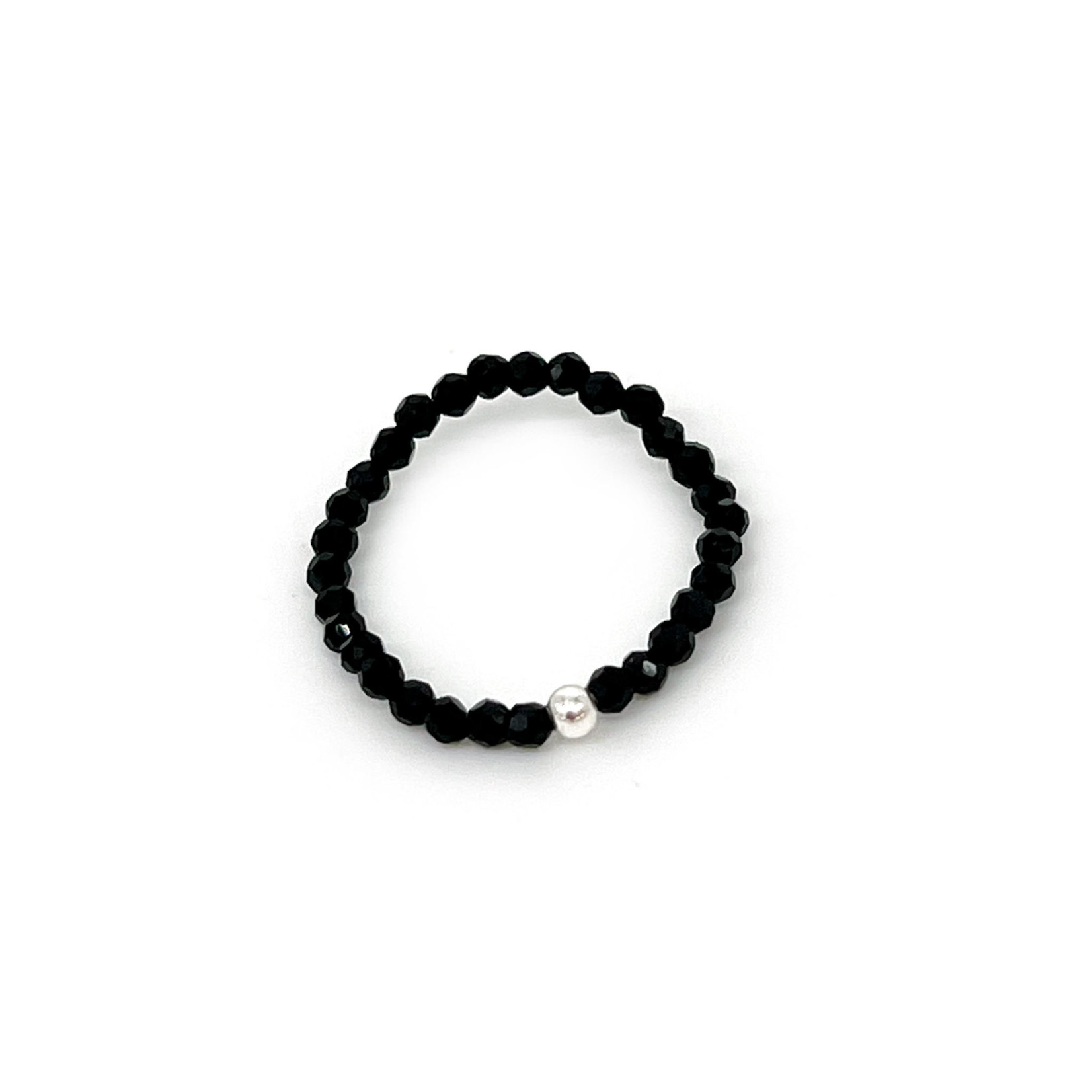 Black Spinel Stretchy Gemstone Ring