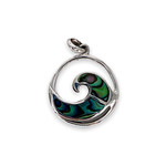 P292 Sterling Silver Shore Break Paua Wave Pendant