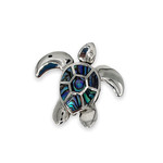 P293 Sterling Silver Paua Back and Belly Turtle Pendant