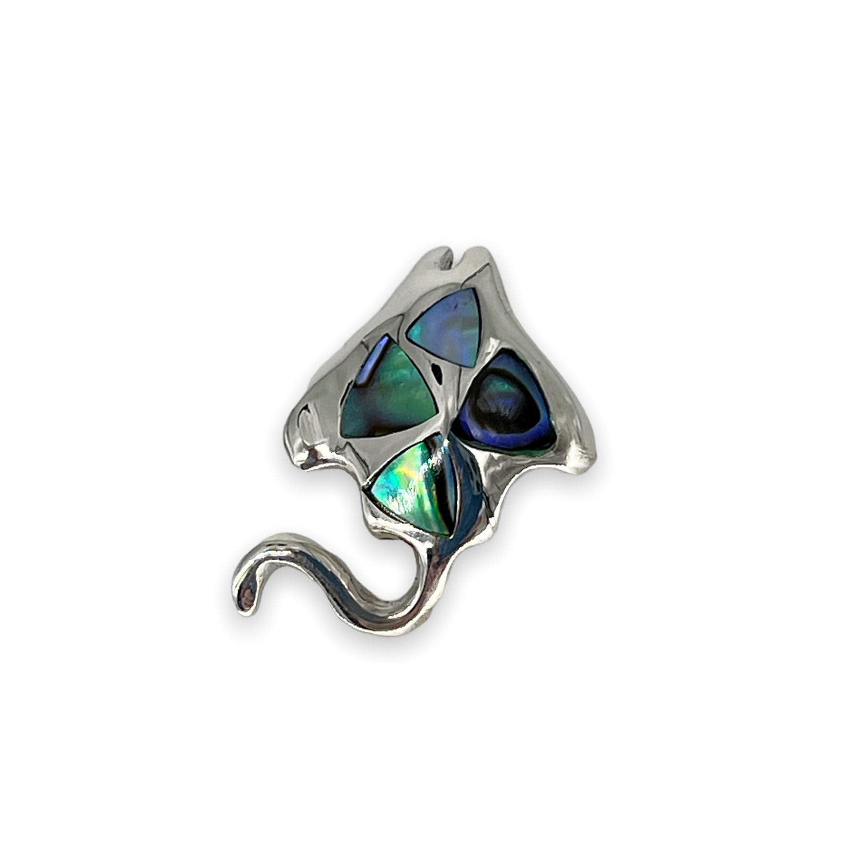 P298 Sterling Silver Mosaic Paua Back Manta Ray