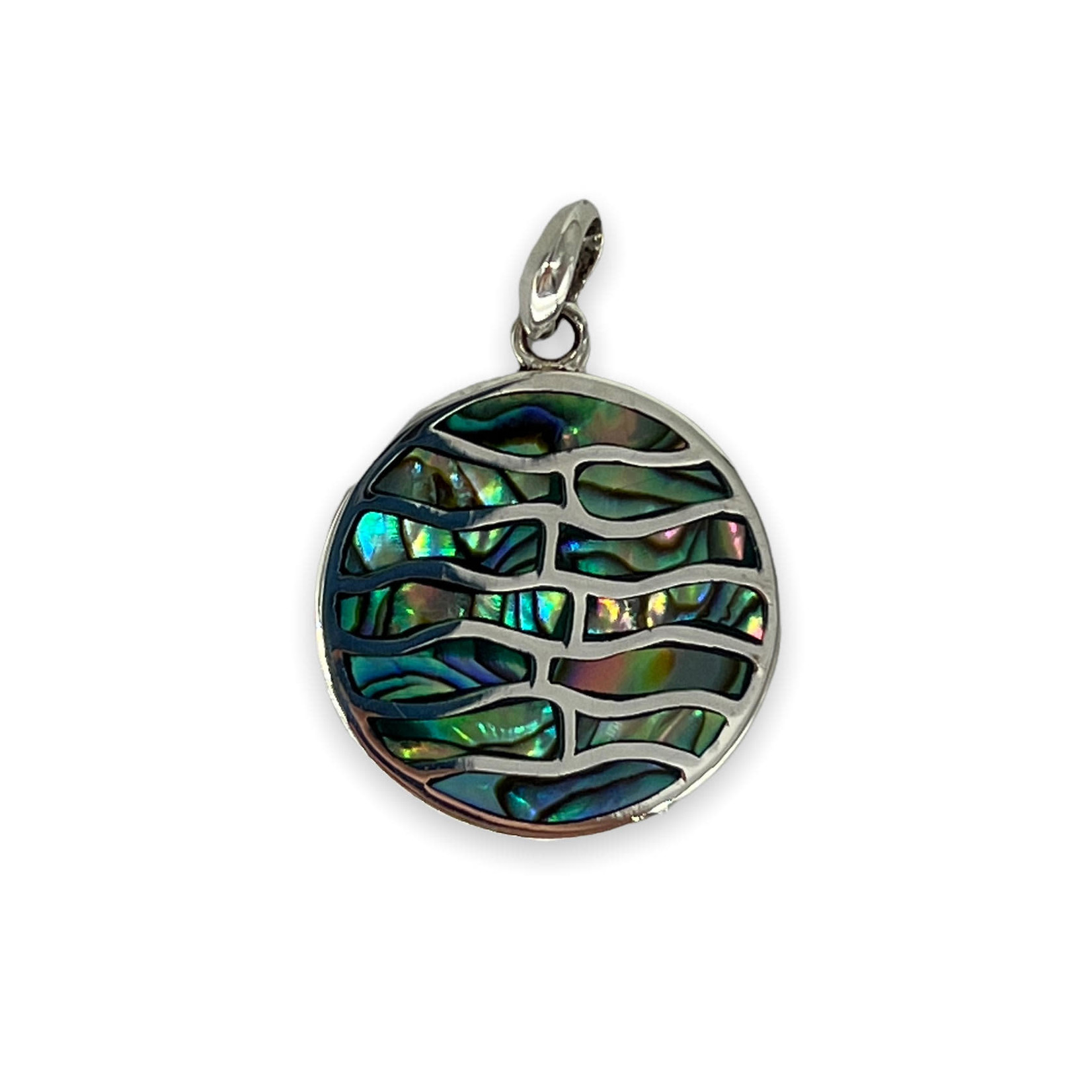 P299 Sterling Silver Ocean Ripples Paua Shell Pendant