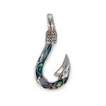 P305 Sterling Silver Paua Shell Fish Hook Pendant