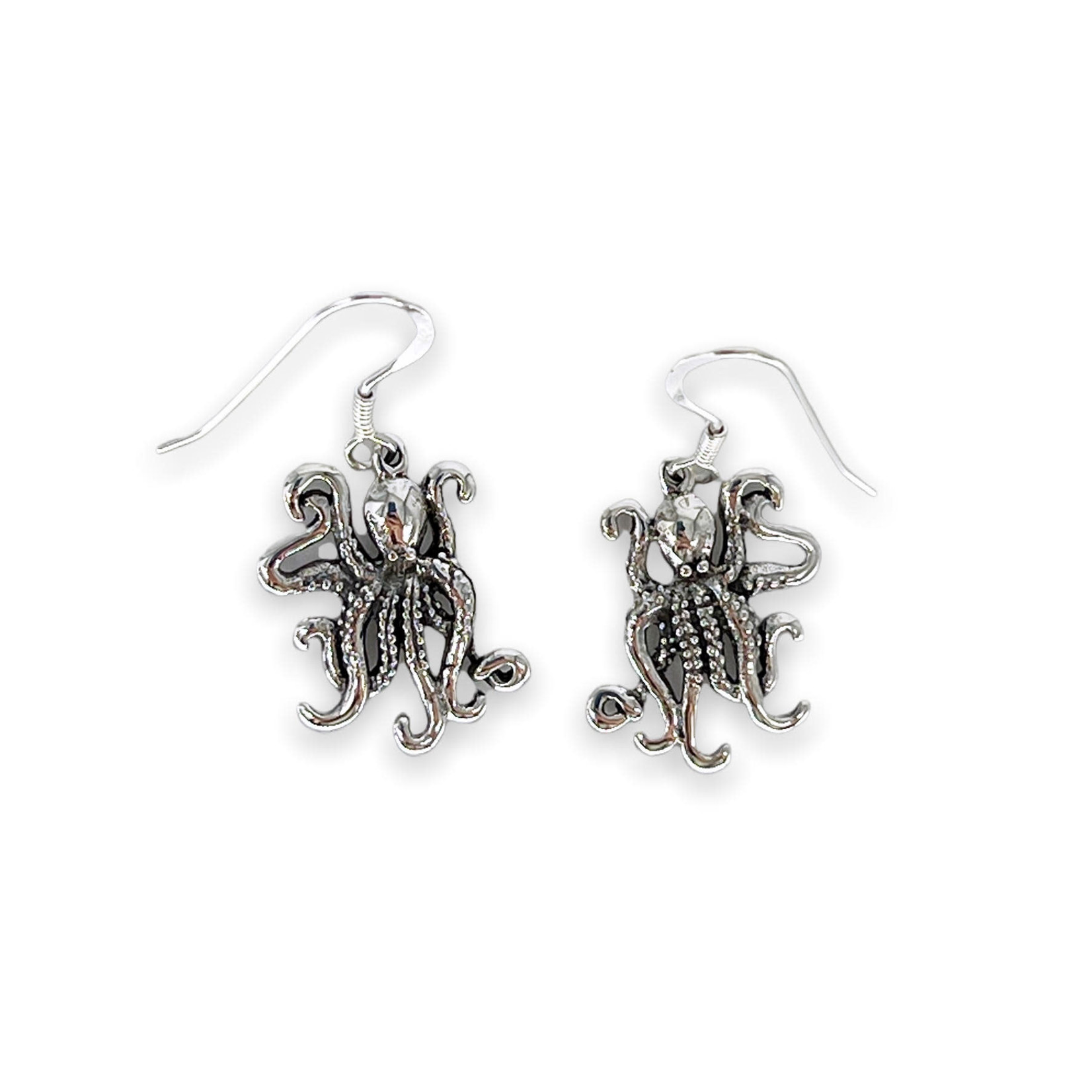 SE405 Sterling Silver Small Octopus Dangle Earrings