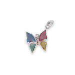 P311 Sterling Silver Multi Color Butterfly Pendant