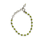 4mm Round Peridot Adjustable Sterling Silver Bracelet