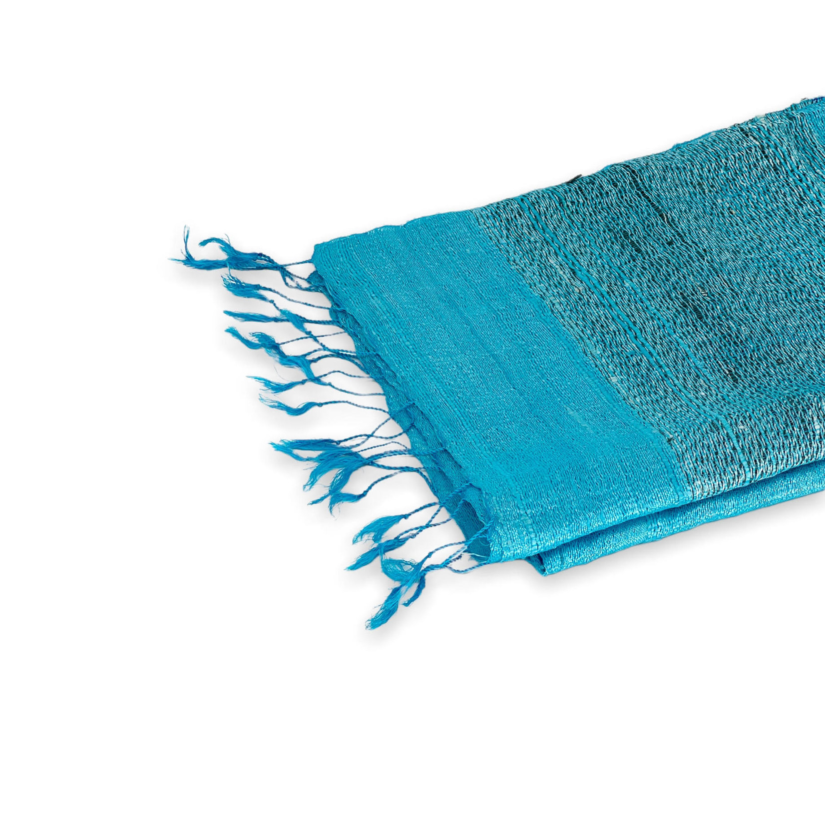 Raw Silk Wrap 16 x 70" Turquoise/Grey