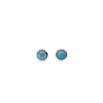 SE417 6mm Round Larimar Stud Earrings in Sterling Silver Bezel Setting