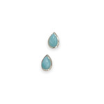 SE418 5mm x 7mm Rain Drop Larimar Stud Earrings in Sterling Silver Bezel Setting