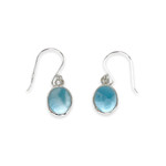 SE422 8mm x 10mm Oval Larimar Dangle Earrings in Sterling Silver Setting