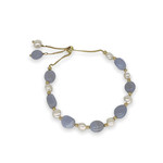 Copper, Blue Jade & Pearl J11 Adjustable Bracelet