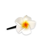 3" Foam Plumeria Hair Clip White with Yellow Center