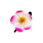 3" Foam Plumeria Hair Clip White with Yellow Center and Pink Edges