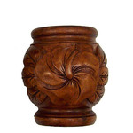 Hand Carved Vase Small Hibiscus