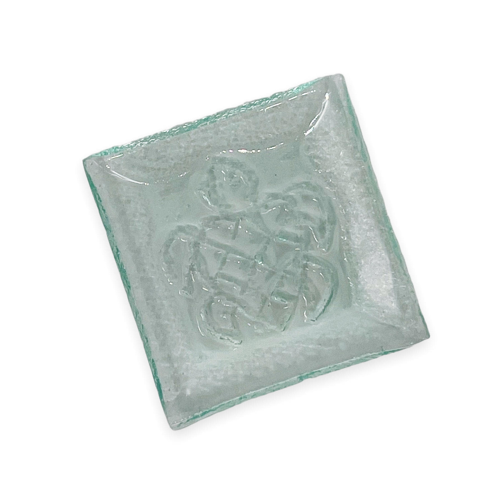 Hand Cast Recycled Glass Dish Square Turtle