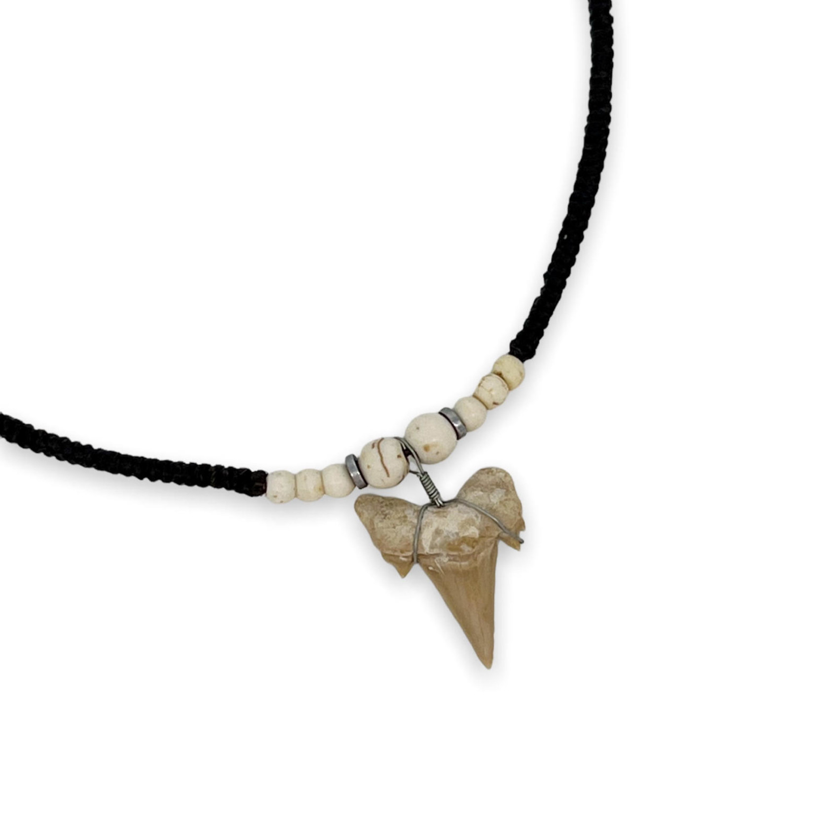 Shark Tooth Necklace on Wax Cord with White Howlite