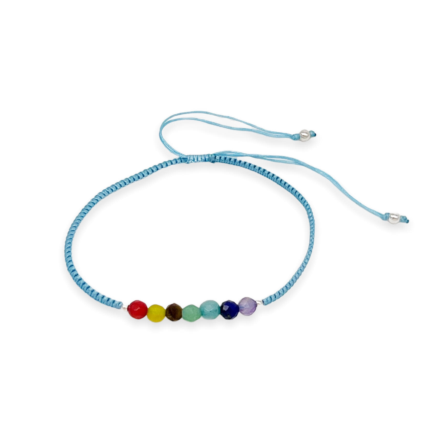 Gemstone Chakra Adjustable String Bracelet Turquoise - Maka Imports